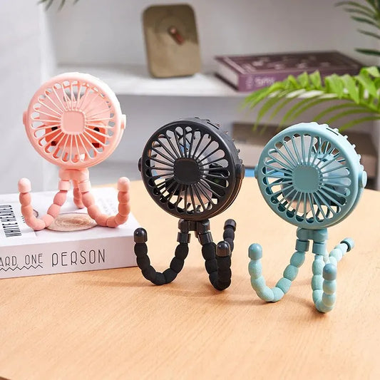 Octopus Mini Fan - USB Rechargeable, Portable & Multi-Functional for Baby Strollers & Students